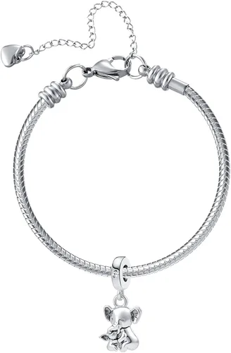 Vista 3 de LuxglitterLin Abalorio de oso koala de abeja de miel con dije de tortuga marina animales del mundo para mascotas pulsera con dijes Pandora Diamante