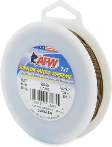 Vista 29 de American Fishing Wire Surflon Micro Supreme Nylon recubierto 7x7 de acero inoxidable, líder en alambres anudables para pesca en agua salada, pesca