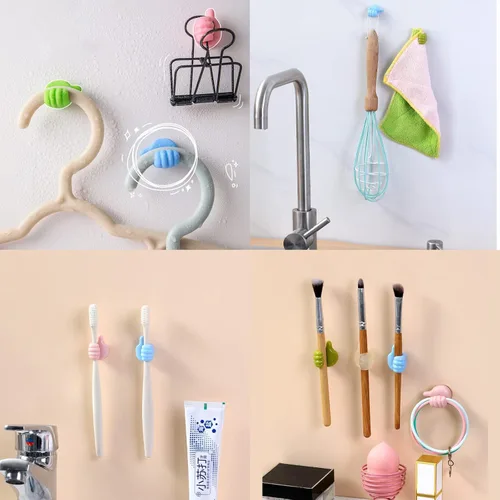 Vista 4 de 16 Piezas Ganchos de Pared de Pulgar de Silicona Creativos - Clip de Cable Adhesivo Multifunción, Clips Organizadores de Cable de Pulgar