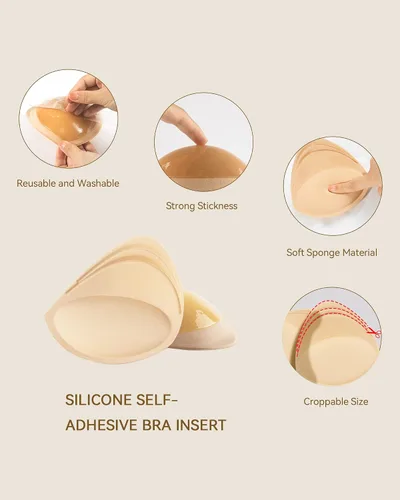 Vista 2 de Niidor Insertos de sujetador de silicona almohadillas de inserción de levantamiento de senos reutilizables impermeables para brasier realzadores