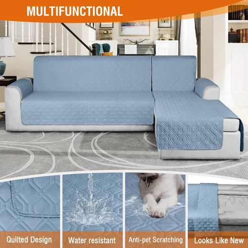 Vista 3 de VANSOFY - Fundas para sofá seccional 100% impermeables en forma de L, funda reversible para sofá de 3 piezas, funda para sofá modular, chaise