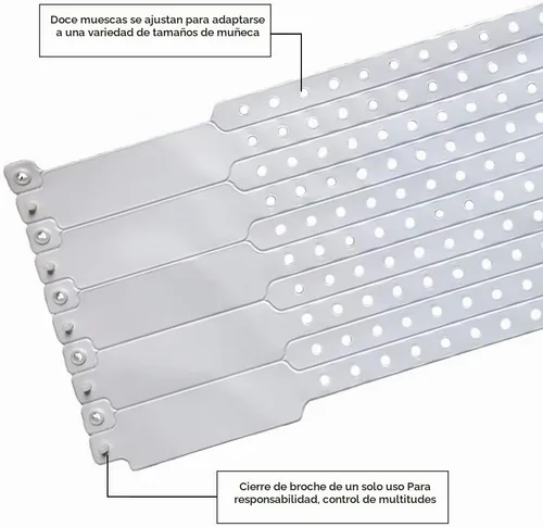 Vista 5 de Pulseras de plástico blanco para hospital, 100 unidades, pulseras de vinilo, bandas de identificación de paciente, pulseras de plástico médico
