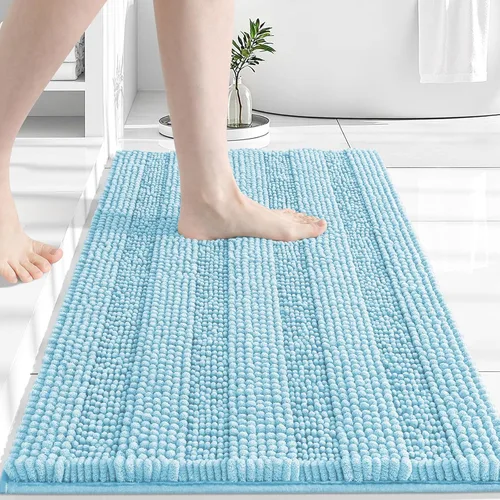 Vista 154 de Grandaily Alfombras de baño de felpilla a rayas de 24 x 16 pulgadas, extra gruesas y suaves, absorbentes, parte trasera de goma, alfombra de ducha