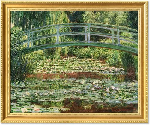 Vista 76 de IPIC - Reproducción artística de los lirios de agua de Claude Monet 1906, impresiones giclée coinciden con el marco dorado clásico, arte de pared