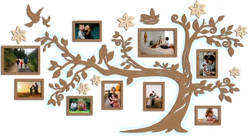 Vista 10 de JustLikeWood 39 x 22 pulgadas Calcomanía de Pared Grande de Árbol Genealógico de Madera para Decoración del Hogar con Marco de Fotos Estándar