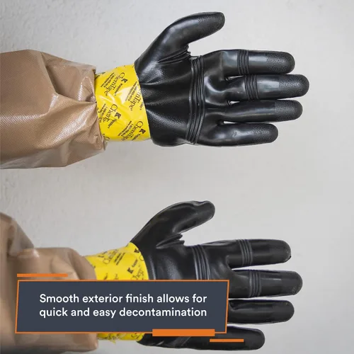 Vista 6 de MIRA - Guantes protectores de seguridad NC-11 CBRN Guantes de trabajo industriales reutilizables resistentes a productos químicos 1 par XS a XXL