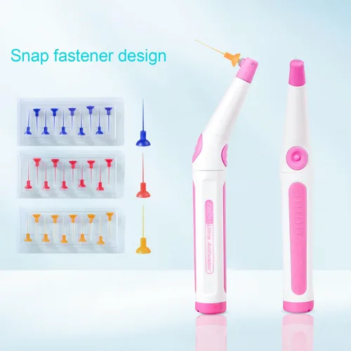 Vista 6 de Solo botón Endo Ultra Activador Irrigador con 3 Tamaño 60 Puntas (Rosa)