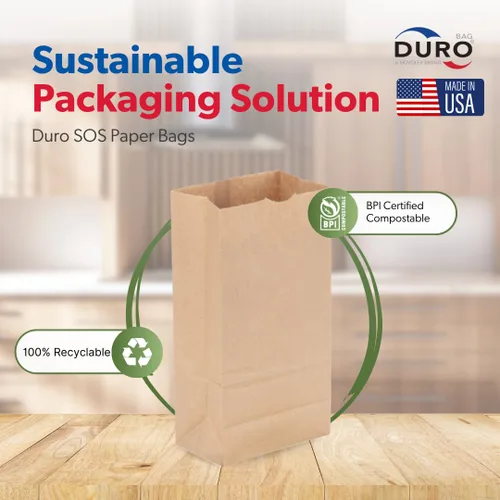 Vista 6 de Duro Bolsa 4# Dubl Life SOS Bolsa 30# Kraft reciclado FSC (paquete de 200)