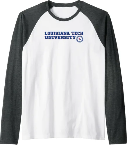 Vista 13 de Louisiana Tech Bulldogs - Camiseta de béisbol raglán con texto en bloque, Negro