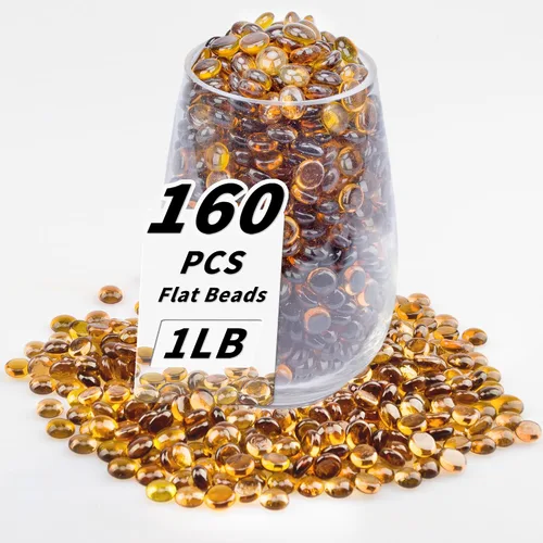 Vista 9 de Cuentas de vidrio plano transparente de 1 libra, 160-180 piezas de canicas de vidrio pequeñas, mini guijarros redondos planos para relleno