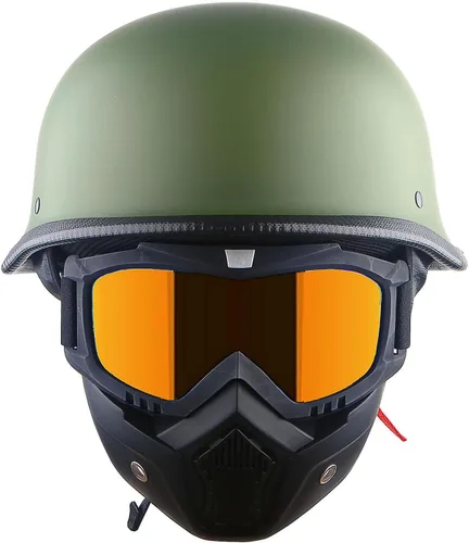 Vista 10 de [Usado] 1Storm Casco de motocicleta de media cara estilo alemán aprobado por DOT: HKY602