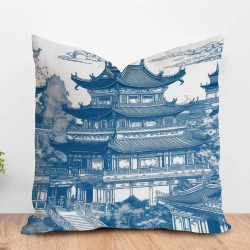 Vista 12 de ArogGeld Chinoiserie - Funda de almohada decorativa con diseño de pájaro y pájaro azul con flores y pájaros asiáticos, funda de cojín decorativa