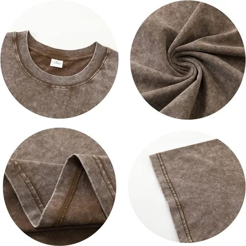 Vista 5 de Camisetas de gran tamaño para mujer, estilo vintage, básicas, estilo novio, holgadas, holgadas, estilo grunge, de algodón lavado ácido