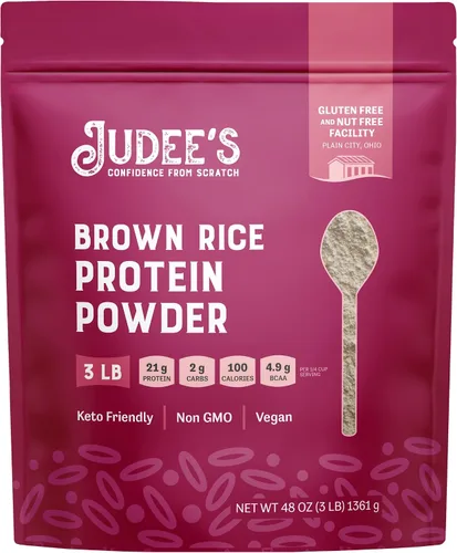 Vista 9 de Judee's Gluten Free Proteína de arroz integral en polvo, proteína vegana a base de plantas, reemplazo de comidas sin gluten, 1.5 libras, sin sabor