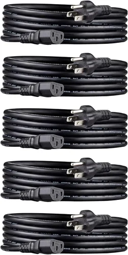 Vista 11 de Amazon Basics Cable de alimentación para PC, 3 pies, Cable de alimentación CA para monitor, computadora, TV, 3 clavijas, 18 AWG, 125 voltios, negro