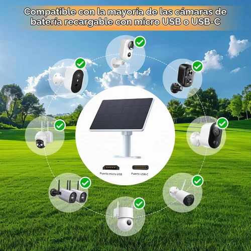 Vista 5 de Panel solar para cámara de seguridad, paneles solares 6W para cámara