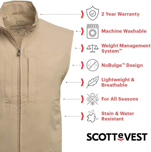 Vista 5 de Chaleco RFID de viaje, para hombre, con 26 bolsillos, de SCOTTeVEST