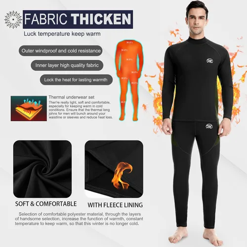 Vista 3 de Ropa interior térmica para hombre, forro polar de invierno, ropa interior de compresión para hombre, ropa interior y parte inferior cálida