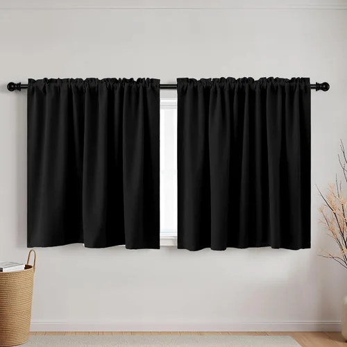 Vista 21 de Cortinas de café KOUFALL de 18 x 24 pulgadas para tratamientos de ventanas pequeñas, niveles de cortinas bohemias opacas para ventanas de RV y Beige