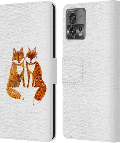 Vista 14 de Head Case Designs Officially Licensed Wyanne Blue Watercolour Bear Animals 2 Leather Book Wallet Case Cover Compatible with Motorola Moto Edge 30