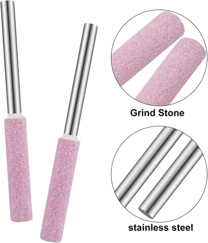 Vista 7 de RLECS 10pcs motosierra cabeza de molienda 3/16 "lima de piedra de molienda para moler agujeros profundos en maquinaria, rodamientos, moldes, piezas