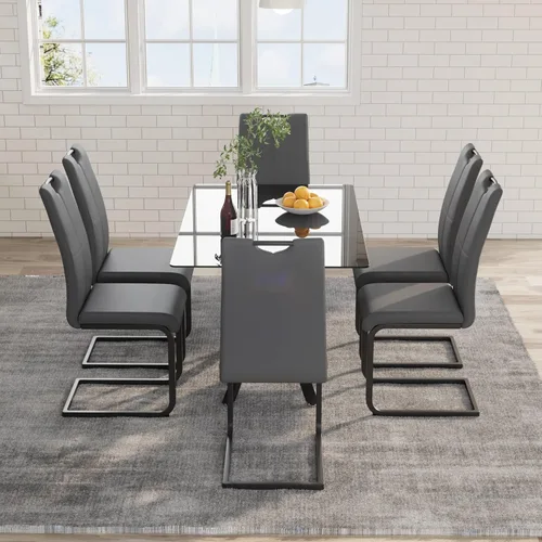 Vista 28 de 5-Piece 47" Dining Table with 4 PU Leather Chairs, Modern Dining Table Set for 4, Rectangle Black Top Kitchen Table with Black Metal Legs for Dining