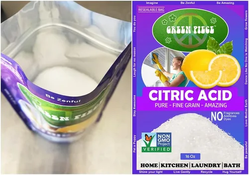 Vista 8 de Green Piece® Ácido cítrico 100% puro, grano medio, 100% natural, 16 onzas, bolsa resellable hecha