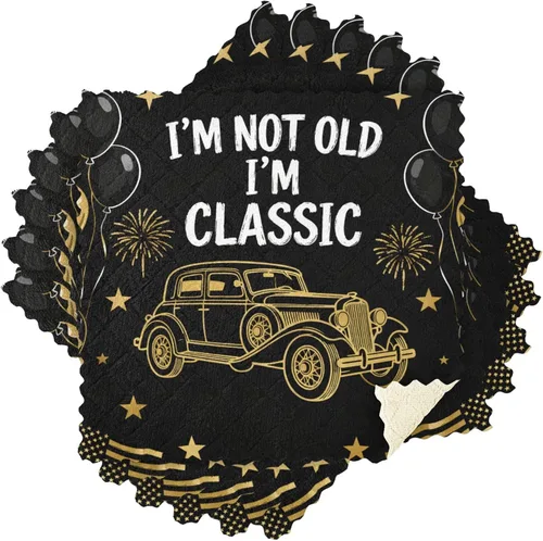 Vista 8 de Birthday Retro 70s Car Kitchen Towels Terry Cotton Quick Dry Reusable and Washable Dishcloth 6 Pack