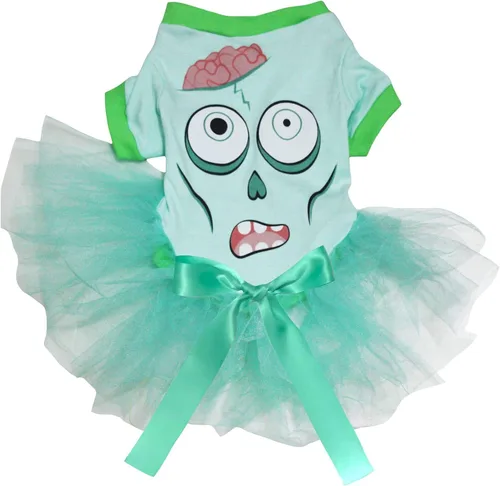 Vista 4 de Petitebella Vestido para perro cachorro con tema de Halloween (huesos/blanco, XS)