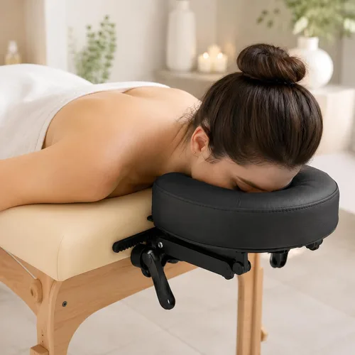 Vista 3 de Mesa de masaje universal, cuna y cojín para cara, silla de masaje ajustable, reposacabezas y almohada facial, soporte de almohada elástica de espuma