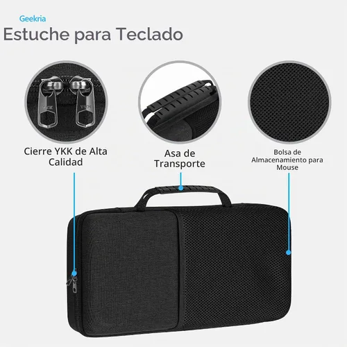 Vista 2 de GEEKRIA TKL - Funda rígida para teclado, compatible con 8BitDo Retro 87, RK Royal KLUDGE M87, Keychron V3 Max TKL, bolsa de transporte de viaje
