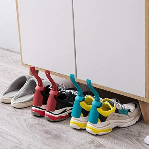 Vista 4 de ZAILHWK Lazy Zapatero ayudante con mango de cuerno de zapato para levantar zapatos, fácil de poner y quitar, portátil, calcetín deslizante