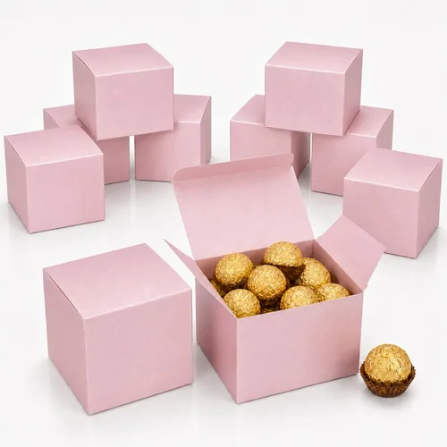 Vista 8 de Quotidian Aqua - Cajas de regalo plegables grandes de papel italiano perlado vintage con purpurina con tapas, 4 x 4 x 4 pulgadas