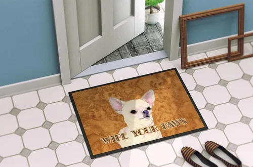 Vista 4 de Caroline's Treasures SS4902JMAT Chihuahua Wipe Your Paws - Felpudo para puerta delantera, 24 x 36 pulgadas, para interiores y exteriores