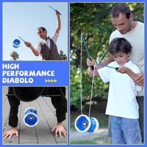 Vista 5 de CHEE MONG MD01 Yoyo chino para niños y adultos, diábolo profesional de triple rodamiento, juguete Diábolo Yoyo de 5 pulgadas con 2 varillas