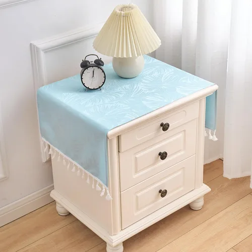 Vista 75 de Mantel Redondo Aqua Jacquard Pequeño de 40 Pulgadas, Manteles para Mesas de hasta 26" de Diámetro, Impermeable, Lavable, Sin Arrugas, Tela Suave