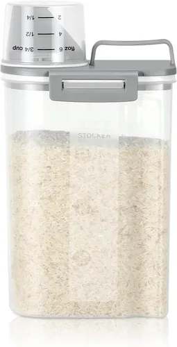 Vista 8 de TBMax Contenedor de arroz 1.8 kg / 4 libras Dispensador de arroz con taza de medición, contenedor de almacenamiento de alimentos para cocina