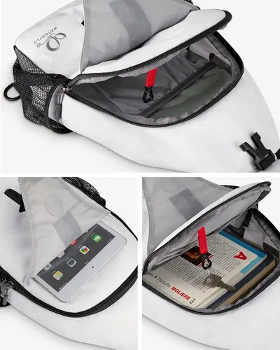 Vista 123 de Waterfly - Mochila cruzada tipo bandolera para viajes y caminatas, bolsa de pecho, Gris, talla única
