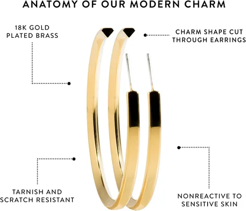 Vista 3 de Stella Valle Earrings 18K Gold Plated Earrings Gift for Her Hypoallergenic & Non-Tarnish Hoop Earrings for Women Mother's Day Birthday Holiday