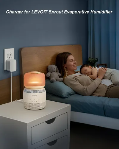 Vista 2 de LEVOIT - Cargador para humidificador de bebé LEVOIT de 3.8 L, cable de carga compatible con humidificadores Levoit para dormitorio de bebé, LEVOIT
