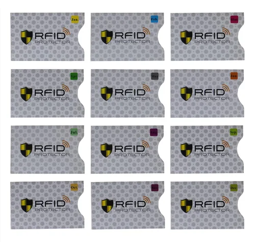 Vista 2 de Juego de 12 fundas de bloqueo RFID, 12 fundas protectoras para tarjetas de crédito, protección contra robo de identidad, diseño delgado