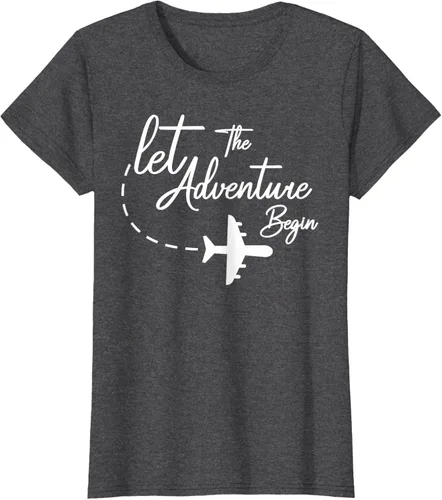Vista 4 de Let The Adventure Begin - Camiseta inspiradora en modo de viaje en avión, Negro, S