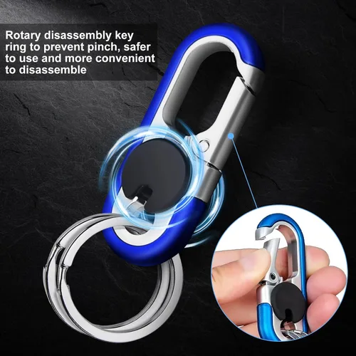 Vista 2 de 2 llaveros de coche para hombre, llavero de automóvil personalizado para hombres y mujeres, clips y anillos de metal resistente antipérdida
