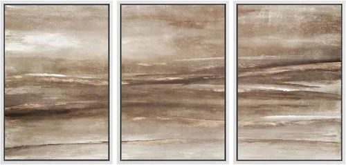 Vista 93 de SIGNWIN Lienzo enmarcado para pared, juego de arte de acuarela pastel, paisaje marrón, naturaleza, naturaleza salvaje, ilustraciones modernas, arte