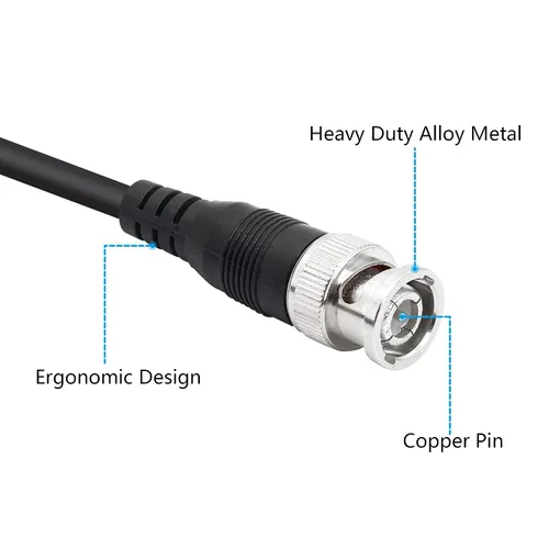 Vista 3 de YACSEJAO Cable de prueba de clip de cocodrilo doble BNC de 1M/3.3FT, BNC Q9 a cable de prueba de clip de cocodrilo doble conductores de sonda