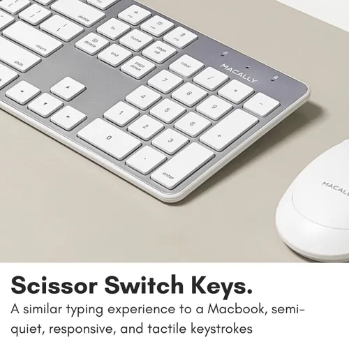 Vista 5 de Macally Teclado USB ultradelgado con cable con teclado numérico para Apple Mac Pro, MacBook Pro/Air, iMac, Mac Mini, computadoras portátiles