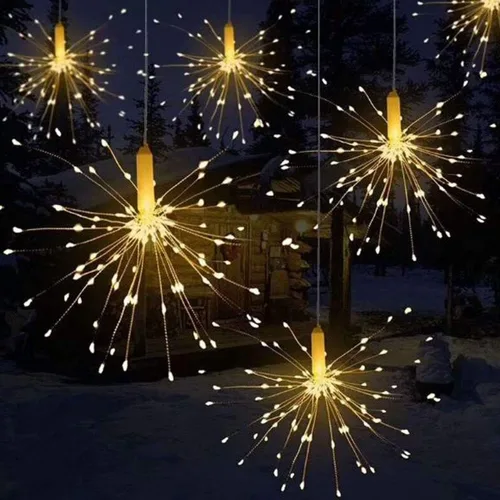 Vista 3 de 10 luces LED en total de 600 luces LED de alambre de cobre, luces parpadeantes de hadas enchufables, 8 modos, luces impermeables