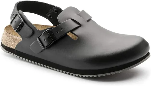 Vista 4 de Birkenstock Zuecos de cuero Tokio Super Grip para mujer Negro