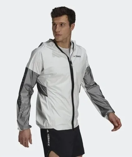 Vista 3 de adidas Terrex Agravic Pro Trail Running - Chaqueta impermeable para hombre, color blanconegro