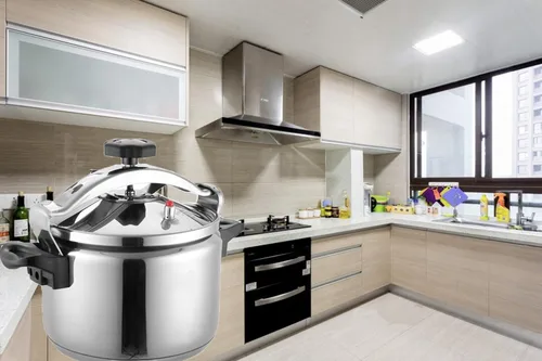 Vista 4 de Olla a presión pequeña a prueba de explosiones de seguridad 3L, mini olla de presión casera de aleación de aluminio, cocina de hotel con cerradura